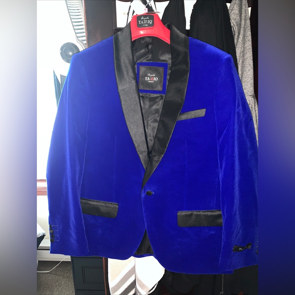 Royal Blue Velvet Blazer